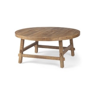 Rosie Medium Brown Solid Wood 36" Round Coffee Table - 36"L x 36"W x 16 ...